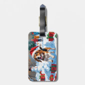 Kerstscene met Beagle in sneeuw Bagagelabel (Achterkant verticaal)