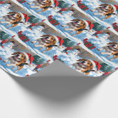 Kerstscene met Beagle in sneeuw Cadeaupapier (Hoek)