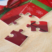 Kerstscene met Beagle in sneeuw Legpuzzel (Zijkant)