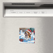 Kerstscene met Beagle in sneeuw Magneet (Insitu (Vaatwasser))