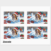 Kerstscene met Beagle in sneeuw Rechthoekige Sticker (Vel)