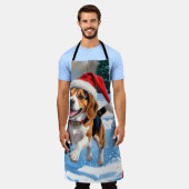 Kerstscene met Beagle in sneeuw Schort (Gedragen)