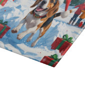 Kerstscene met Beagle in sneeuw Snijplank (Hoek)