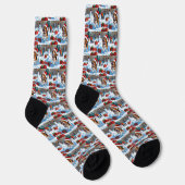 Kerstscene met Beagle in sneeuw Sokken (Rechts)