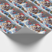 Kerstscene met Bulldog in de sneeuw Cadeaupapier (Hoek)