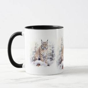 Kerstscène met een Lynx-kat Mok