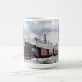Kerstscène met een trein op de sporen koffiemok (Center)