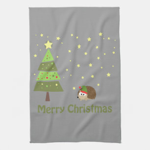 Kerstscène met egel theedoek