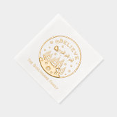 Kerstscène met "Geloof" Tekst Familienaam Folie Servetten (Rechts)