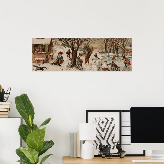  kerstscène met groot decor afdrukken poster (Thuiskantoor)