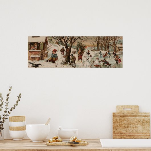  kerstscène met groot decor afdrukken poster (Keuken)