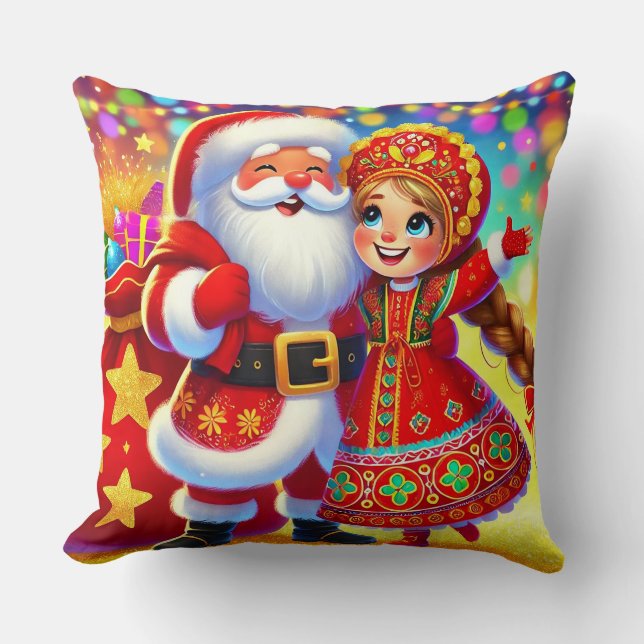 Kerstscene met Kerstman Kussen (Voorkant)