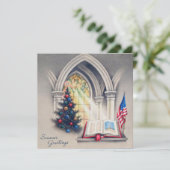  kerstscène met patriottische Heilige Kerst Feestdagenkaart (Staand voorkant)