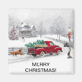 Kerstscène op een vierkante magneet (Voorkant)