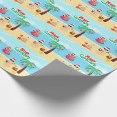 Kerstscène op het strand cadeaupapier (Hoek)