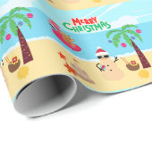 Kerstscène op het strand cadeaupapier (Rol Hoek)