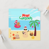 Kerstscène op het strand kaart (Voorkant / Achterkant in situ)