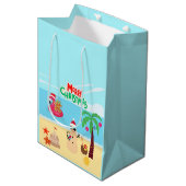 Kerstscène op het strand medium cadeauzakje (Voorkant Gekanteld)