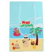 Kerstscène op het strand medium cadeauzakje (Achterkant)