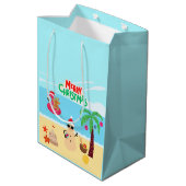 Kerstscène op het strand medium cadeauzakje (Achterkant Gekanteld)