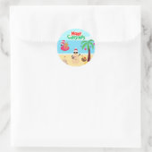 Kerstscène op het strand ronde sticker (Tas)