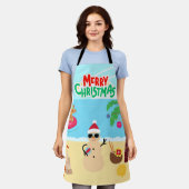 Kerstscène op het strand schort (Gedragen)