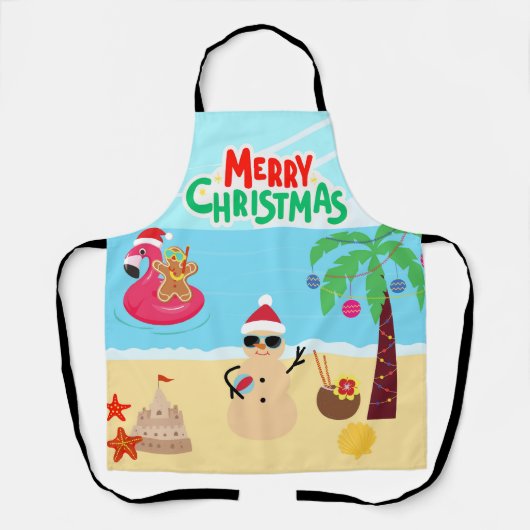 Kerstscène op het strand schort (Voorkant)