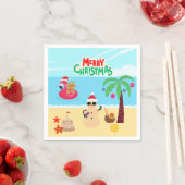 Kerstscène op het strand servet (Insitu)
