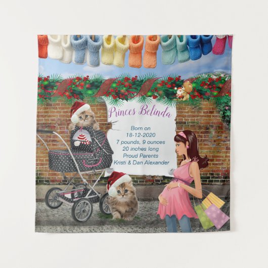 kerstscène Polka-Dot Street Wandkleed (Voorkant)