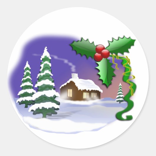 kerstscène ronde sticker (Voorkant)