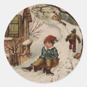kerstscène ronde sticker (Voorkant)
