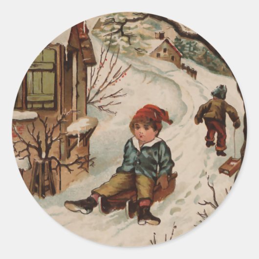 kerstscène ronde sticker (Voorkant)