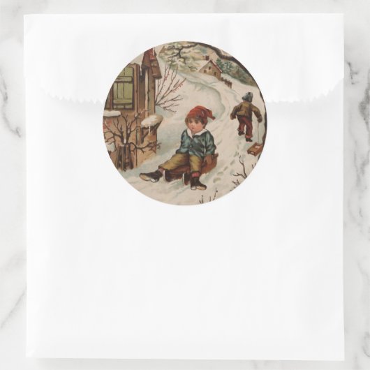 kerstscène ronde sticker (Tas)