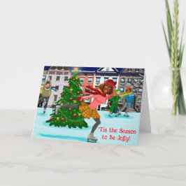 Kerstscène (Schaatsen) Vouwbare Kerstkaart Kaart
