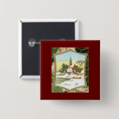 kerstscène vierkante button 5,1 cm (Voorkant /achterkant)