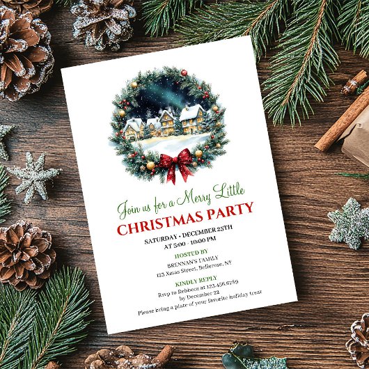 Kerstscène Watercolor Feest Uitnodigingen met Spee