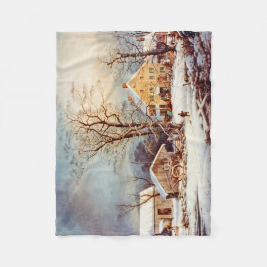  kerstscène winterfeestdag fleece deken (Voorkant)