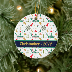 Kerstschaak - Stukken, Boom, Holly, Rendier Keramisch Ornament