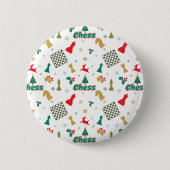 Kerstschaak - Stukken, Boom, Holly, Rendier Ronde Button 5,7 Cm (Voorkant)