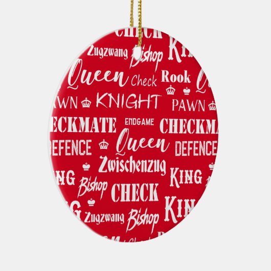 Kerstschaakspeler Rood en wit Keramisch Ornament (Rechts)