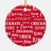 Kerstschaakspeler Rood en wit Keramisch Ornament (Voorkant)