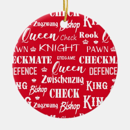 Kerstschaakspeler Rood en wit Keramisch Ornament (Voorkant)