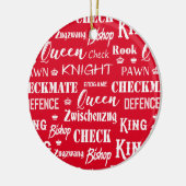 Kerstschaakspeler Rood en wit Keramisch Ornament (Links)