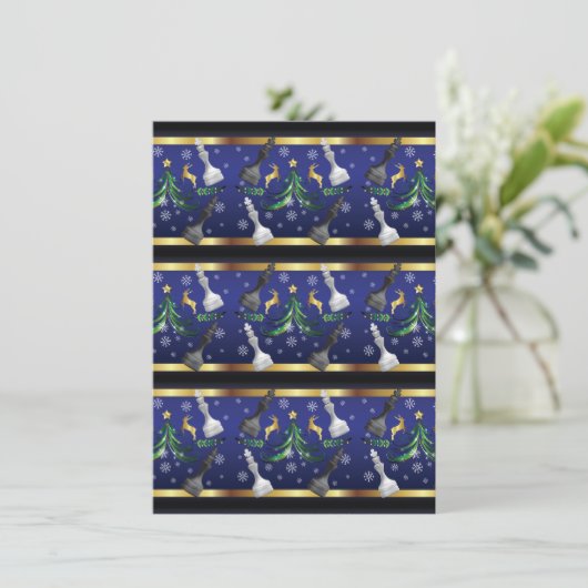 Kerstschaakstukken - Sneeuwvlokken kerstboom Feestdagenkaart (Staand voorkant)