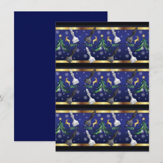 Kerstschaakstukken - Sneeuwvlokken kerstboom Feestdagenkaart (Voorkant / Achterkant)