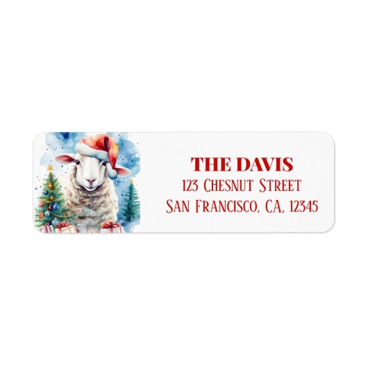 Kerstschaap Feestelijk Pet Etiket (Voorkant)