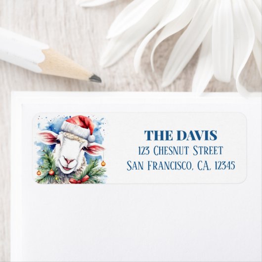 Kerstschaap Feestelijk Pet Etiket (Insitu)