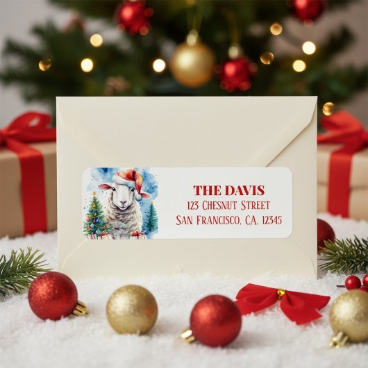 Kerstschaap Feestelijk Pet Etiket