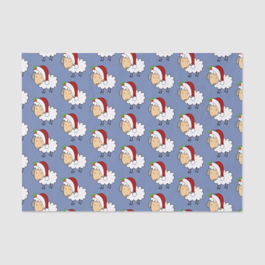 Kerstschaap met een kerstmannenhoed tissuepapier (Voorkant)