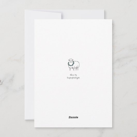 Kerstschaap met Hulst Feestdagenkaart (Achterkant)